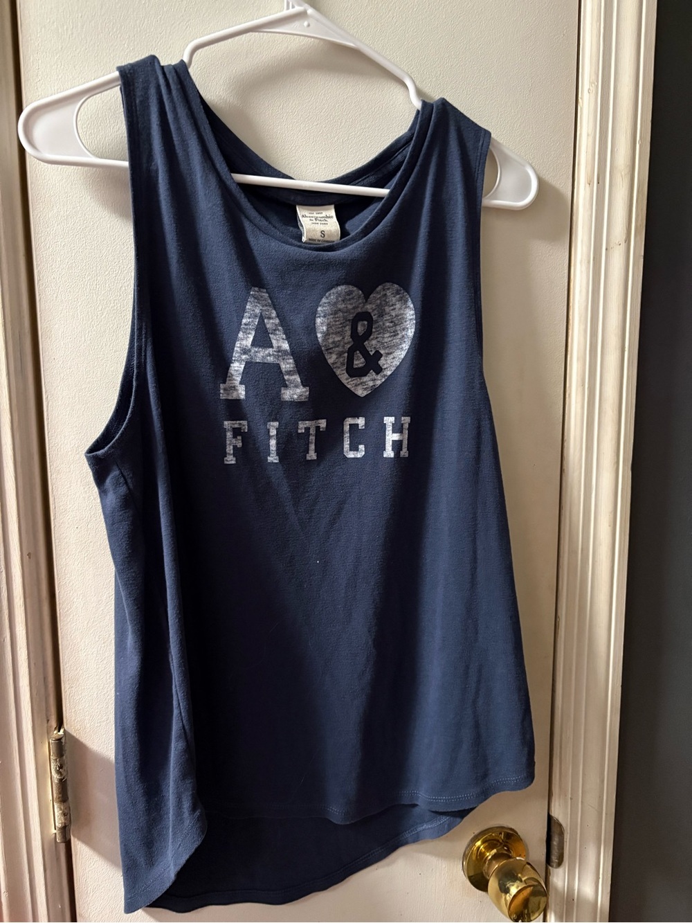 Abercrombie & Fitch Navy Blue Logo Tank Top size S